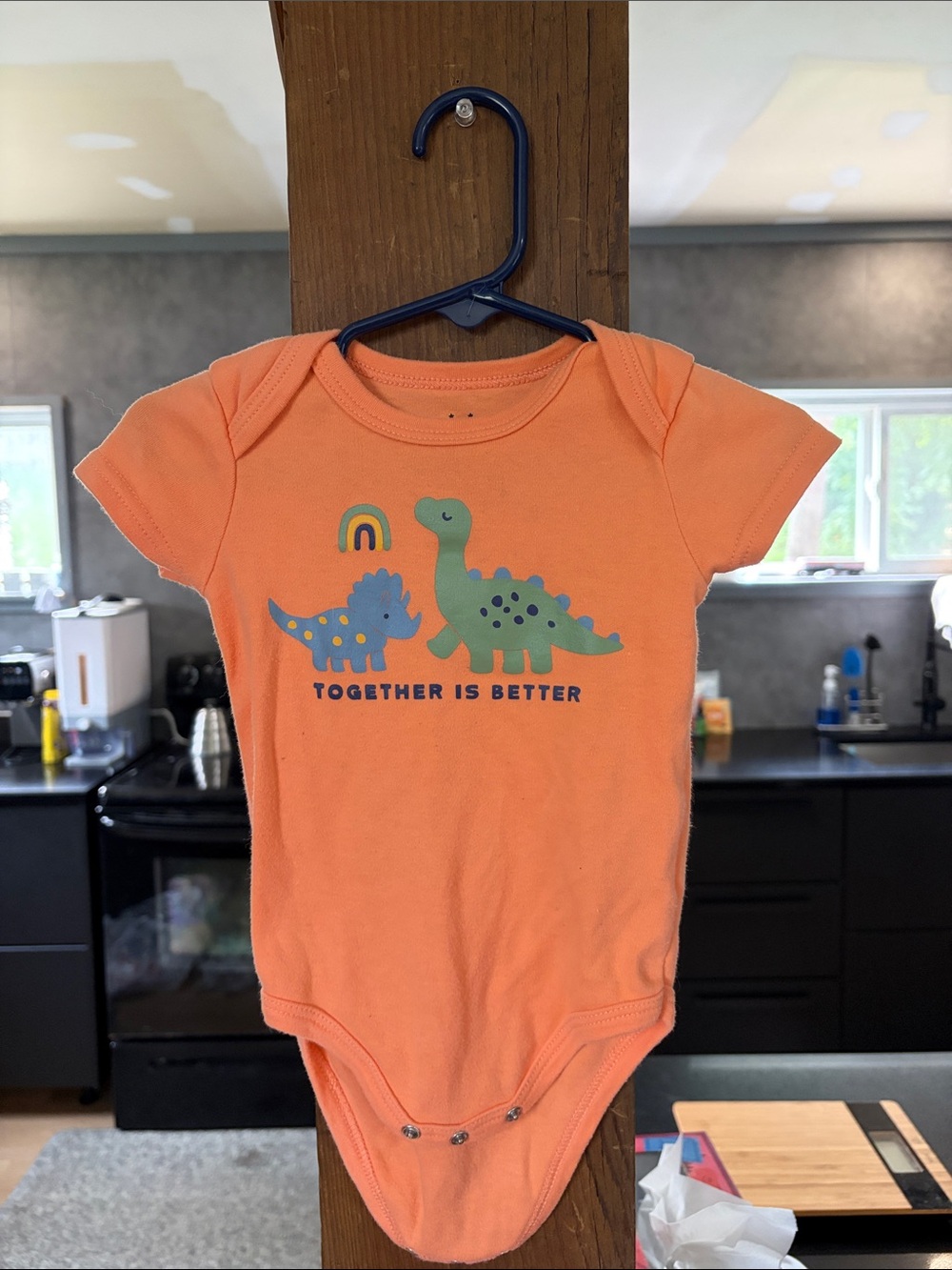 Orange Dino Graphic One-Piece Bodysuit - Together Is Better